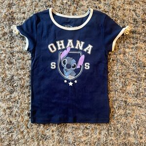 Navy Blue Ohana T-Shirt with Stitch Graphic NEW NEVER WORN
